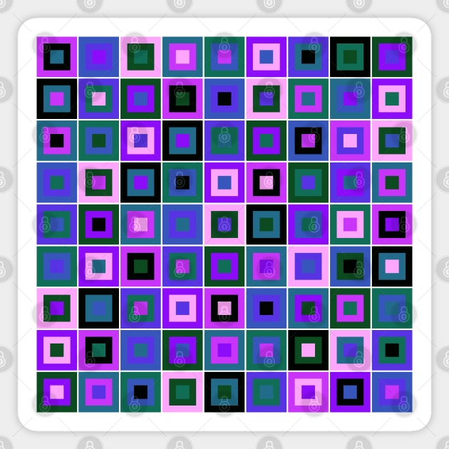 Abstract Square Geometric | Pop Fashion Modern Fusion Layered Blue Green Pink Regular Sticker by aRtVerse